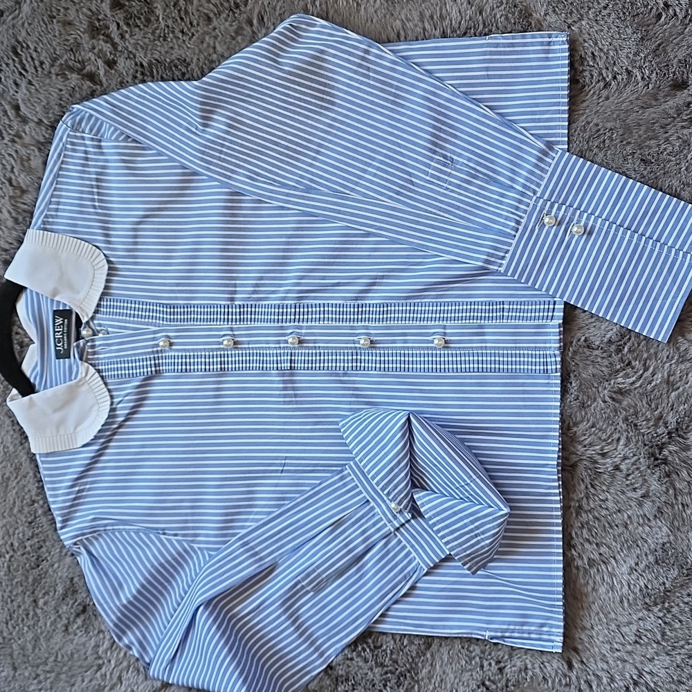 J crew Slight Cropped garçon shirt with pearl buttons in stripe Size 6 - Picture 2 of 15